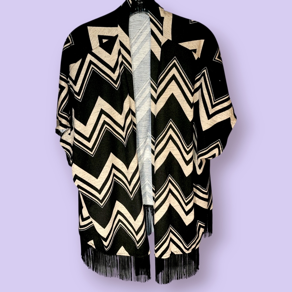 Vintage Chevron Cardigan With Tassels/Fringe